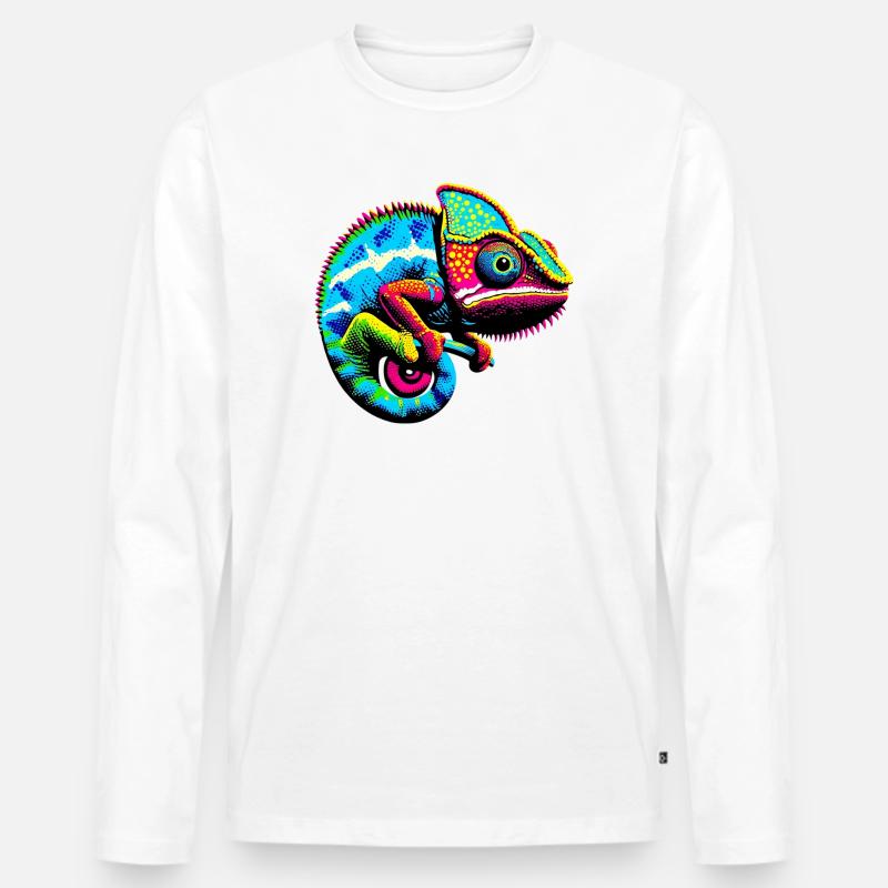 Chamäleon - Männer Premium Bio Langarmshirt - Weiß
