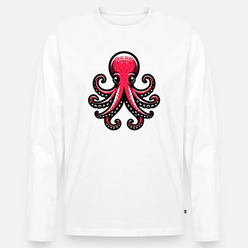 Krake - Männer Premium Bio Langarmshirt - Weiß