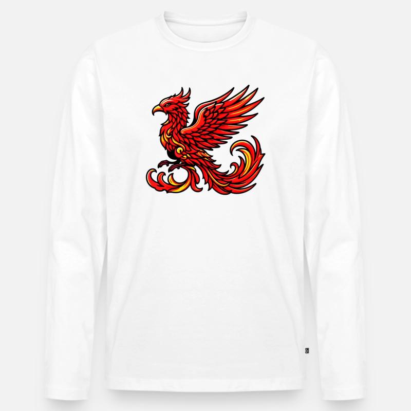 Roter Phönix - Männer Premium Bio Langarmshirt - Weiß