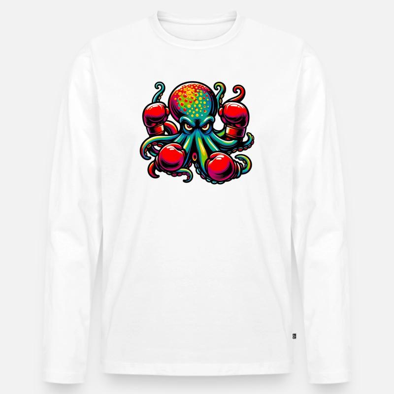 Krake - Männer Premium Bio Langarmshirt - Weiß
