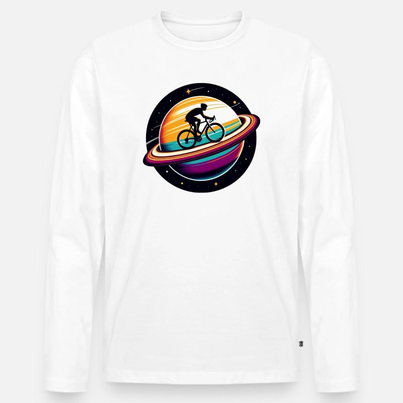 Radfahrer auf dem Saturn - Männer Premium Bio Langarmshirt - Weiß