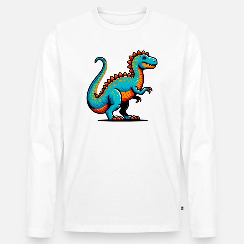Dinosaurier - Männer Premium Bio Langarmshirt - Weiß