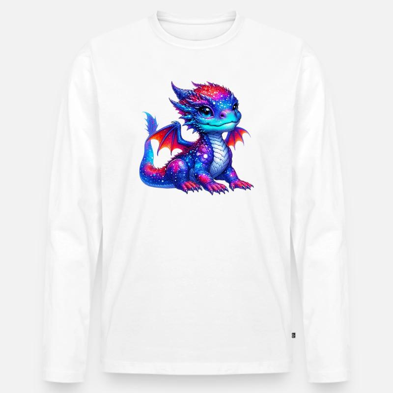 Drache - Männer Premium Bio Langarmshirt - Weiß