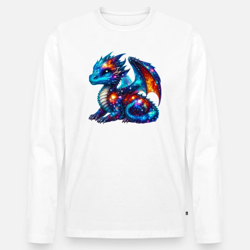 Drache - Männer Premium Bio Langarmshirt - Weiß