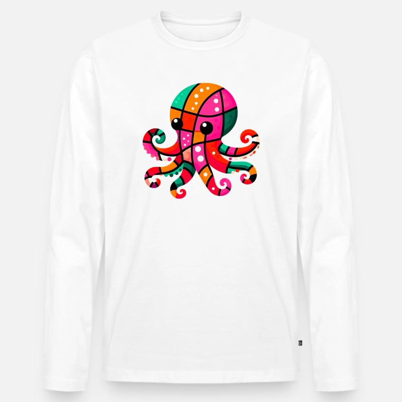 Krake - Männer Premium Bio Langarmshirt - Weiß