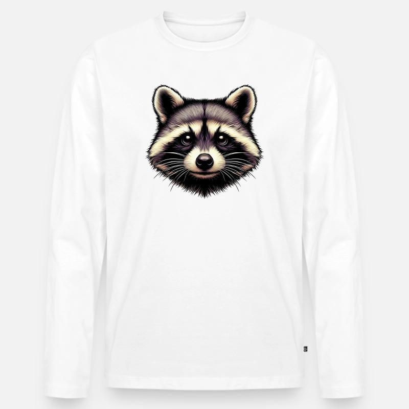 Waschbär - Männer Premium Bio Langarmshirt - Weiß