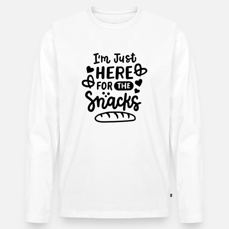 Snacks Lustige Sprüche - Männer Premium Bio Langarmshirt - Weiß
