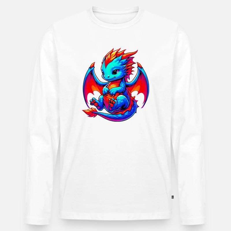Drache - Männer Premium Bio Langarmshirt - Weiß