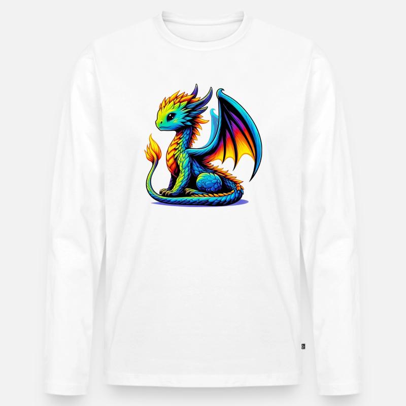 Drache - Männer Premium Bio Langarmshirt - Weiß