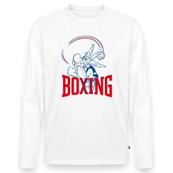 Asterix & Obelix Asterix Boxen Design - Männer Premium Bio Langarmshirt - Weiß - Vorne - Nico (187cm)