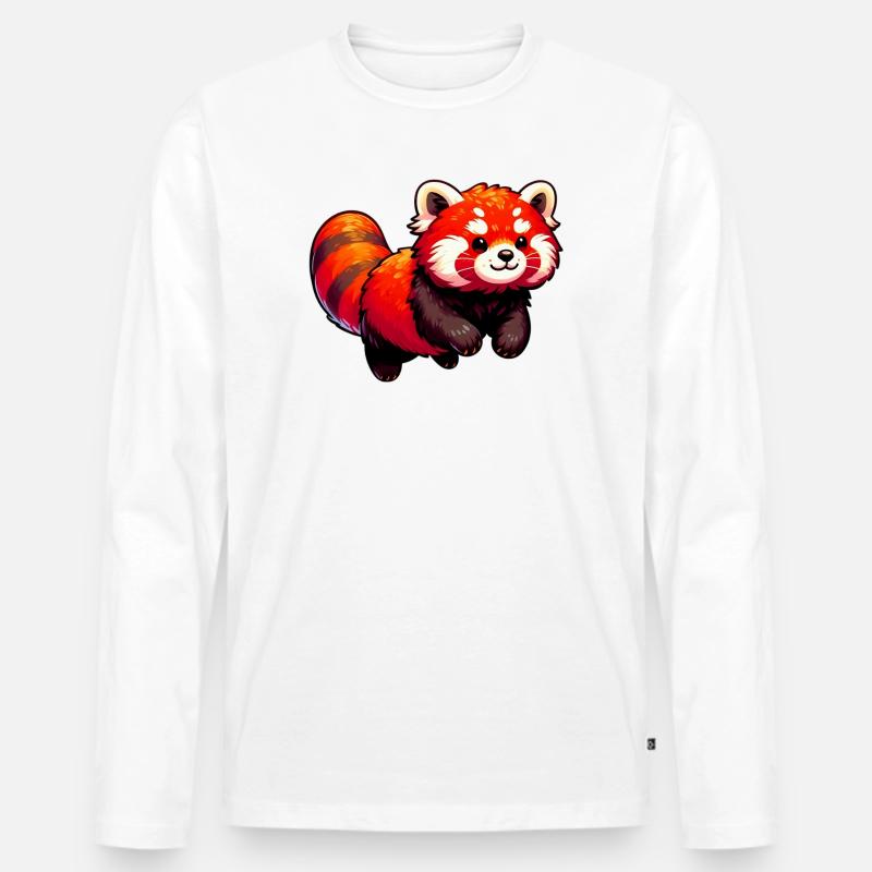 Kleiner Panda - Männer Premium Bio Langarmshirt - Weiß
