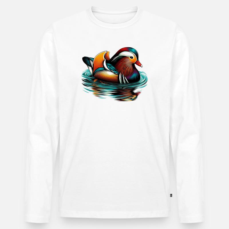 Mandarinente - Männer Premium Bio Langarmshirt - Weiß