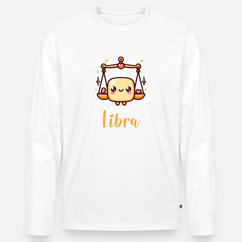 Süße Libra Sternzeichen Astrologie Geschen - Männer Premium Bio Langarmshirt - Weiß