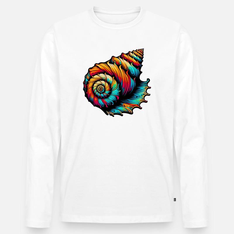 Muschel - Männer Premium Bio Langarmshirt - Weiß