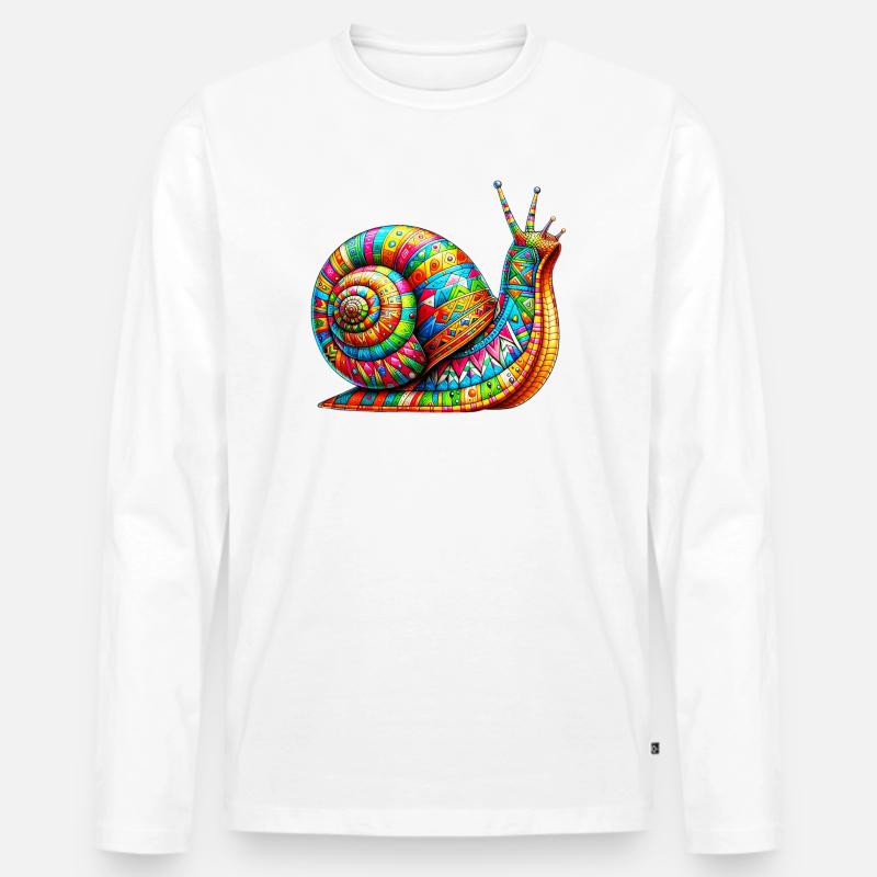 Schnecke - Männer Premium Bio Langarmshirt - Weiß