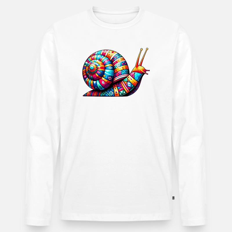 Schnecke - Männer Premium Bio Langarmshirt - Weiß