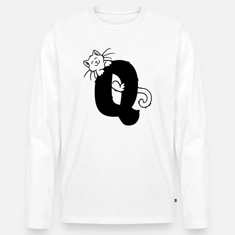 Katze Buchstabe Q - Männer Premium Bio Langarmshirt - Weiß