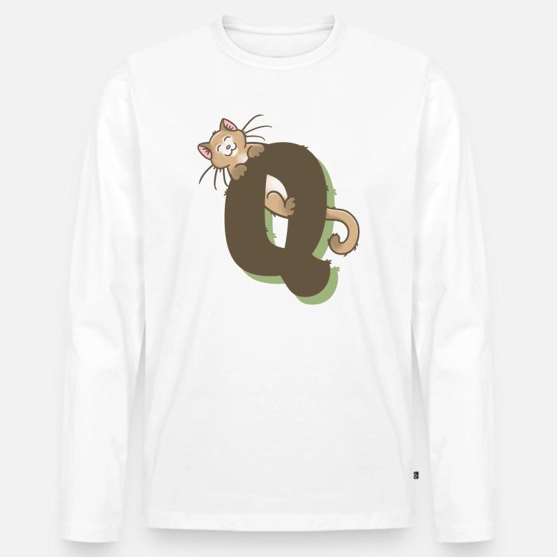 Katze Buchstabe Q - Männer Premium Bio Langarmshirt - Weiß