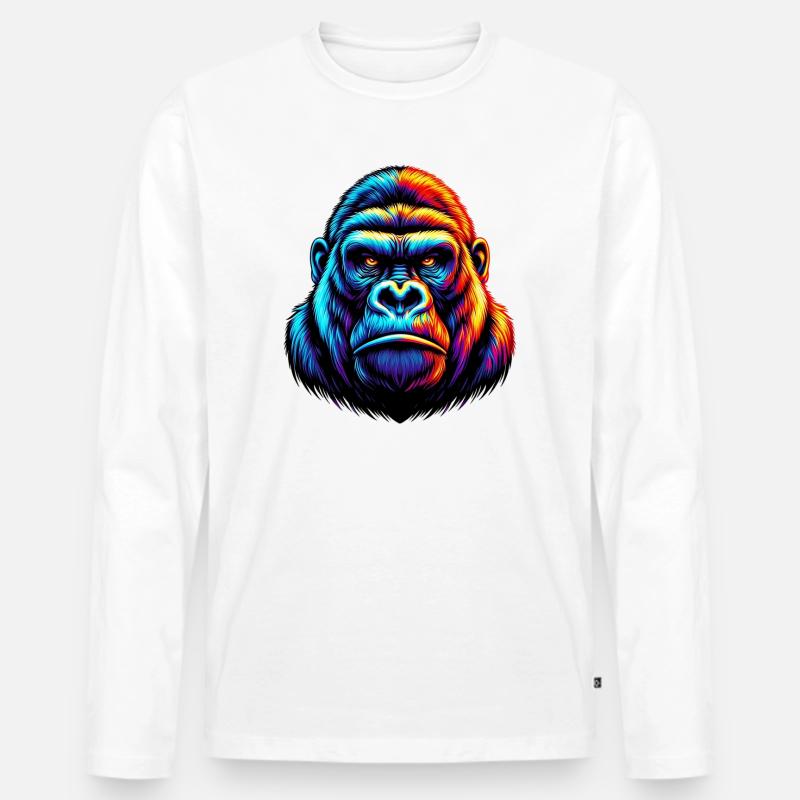 Gorilla - Männer Premium Bio Langarmshirt - Weiß