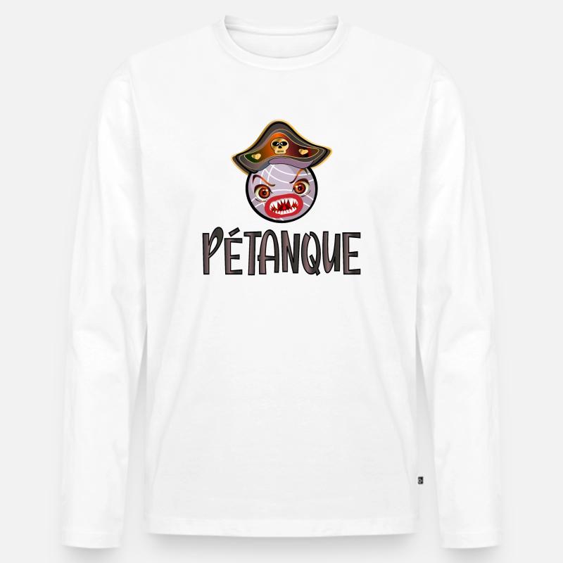Pétanque Boules Pirat - Kostüm - Männer Premium Bio Langarmshirt - Weiß