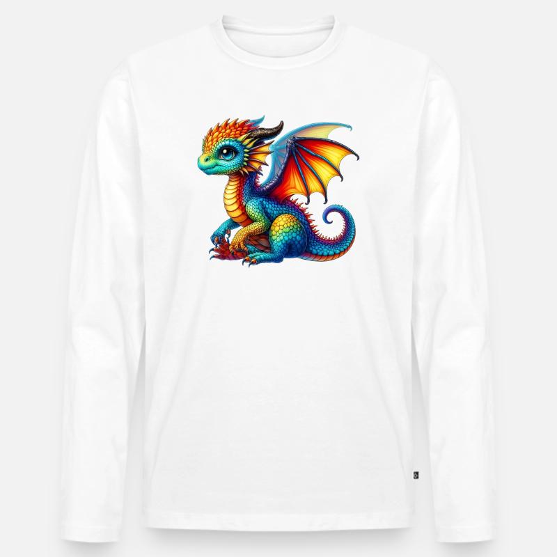 Drache - Männer Premium Bio Langarmshirt - Weiß