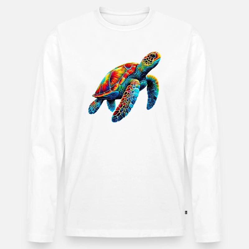 Schildkröte - Männer Premium Bio Langarmshirt - Weiß