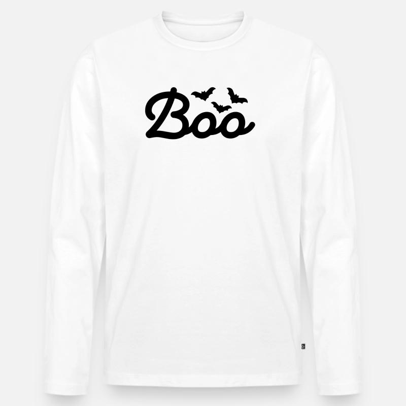 Gruselige Silhouette Halloween Design - Männer Premium Bio Langarmshirt - Weiß