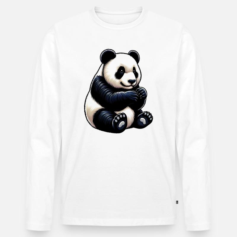 Panda - Männer Premium Bio Langarmshirt - Weiß