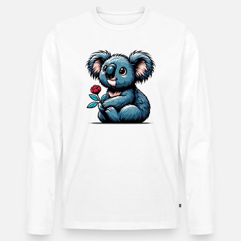 Koala - Männer Premium Bio Langarmshirt - Weiß