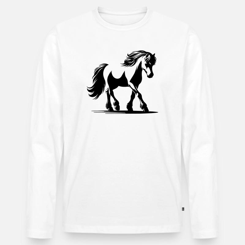 Pferd Deutsches Reitpony - Männer Premium Bio Langarmshirt - Weiß