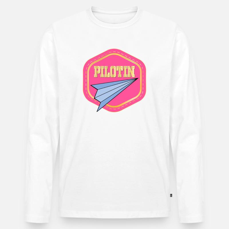 LUFTFAHRT PILOTIN - PAPIERFLIEGER - Männer Premium Bio Langarmshirt - Weiß