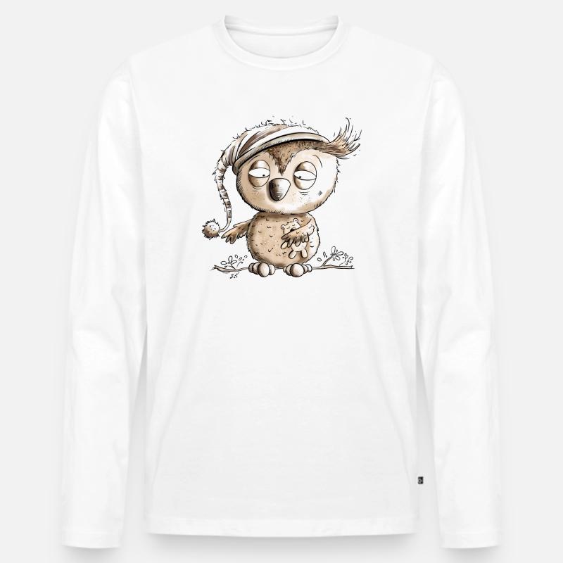Kleine Nachteule Eule - Männer Premium Bio Langarmshirt - Weiß