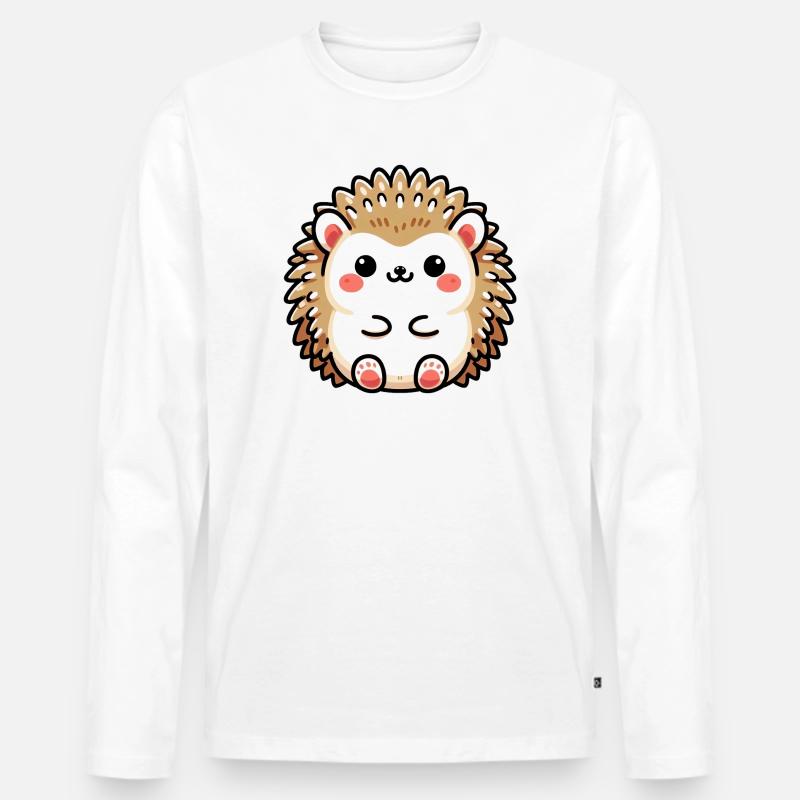 Igel - Männer Premium Bio Langarmshirt - Weiß