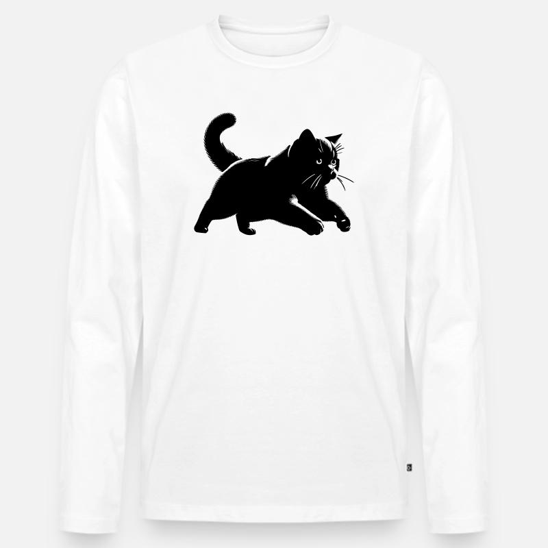 Britisch Kurzhaar Katze - Männer Premium Bio Langarmshirt - Weiß