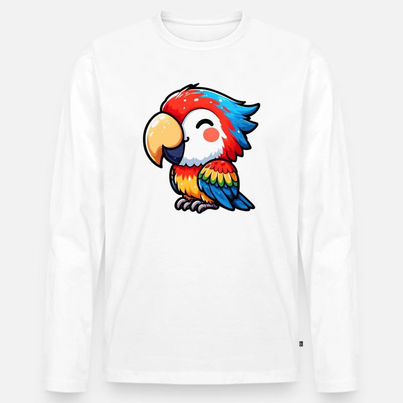 Papagei - Männer Premium Bio Langarmshirt - Weiß