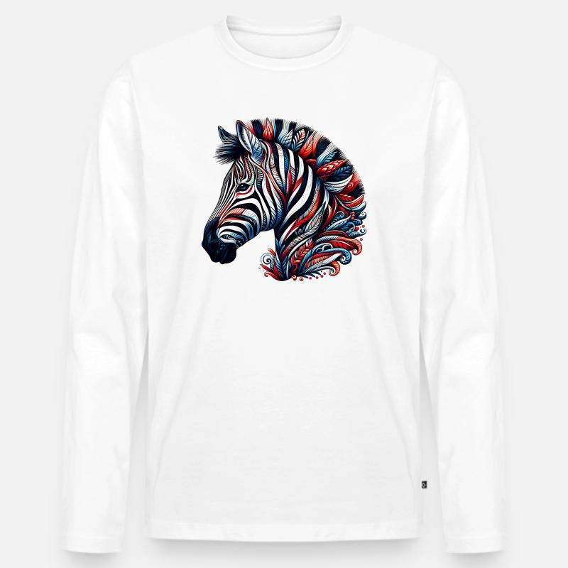 Zebra - Männer Premium Bio Langarmshirt - Weiß