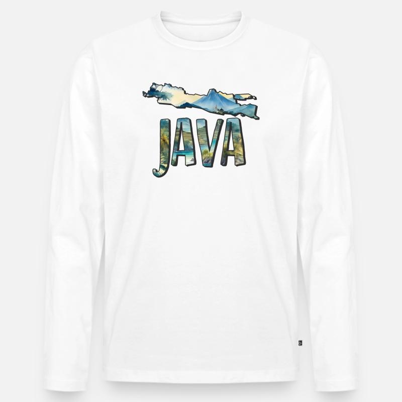 Aquarell Landkarte Java - Männer Premium Bio Langarmshirt - Weiß