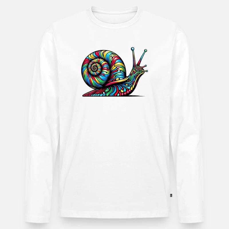 Schnecke - Männer Premium Bio Langarmshirt - Weiß