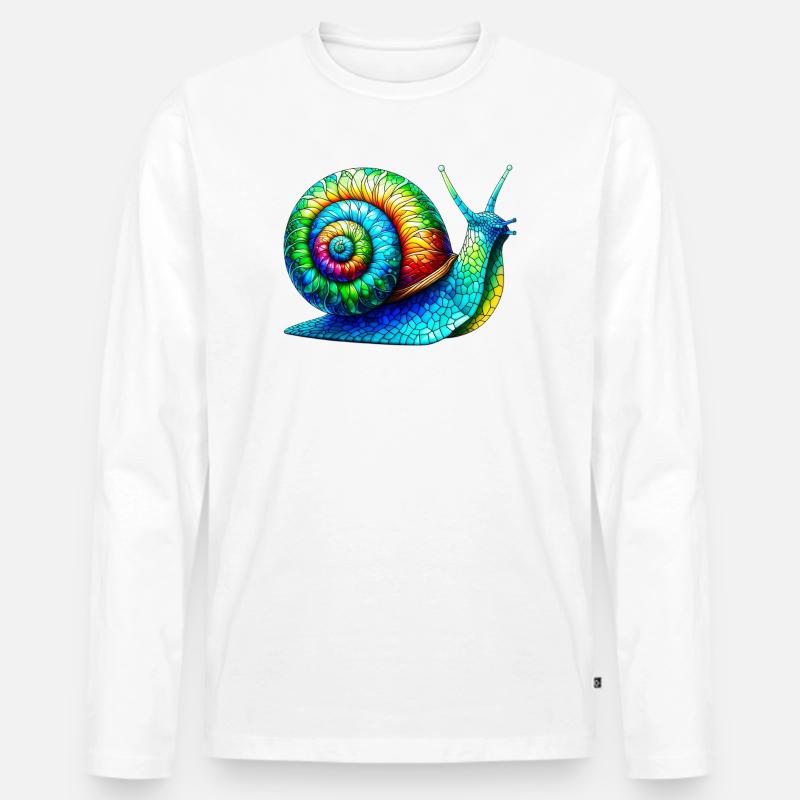 Schnecke - Männer Premium Bio Langarmshirt - Weiß