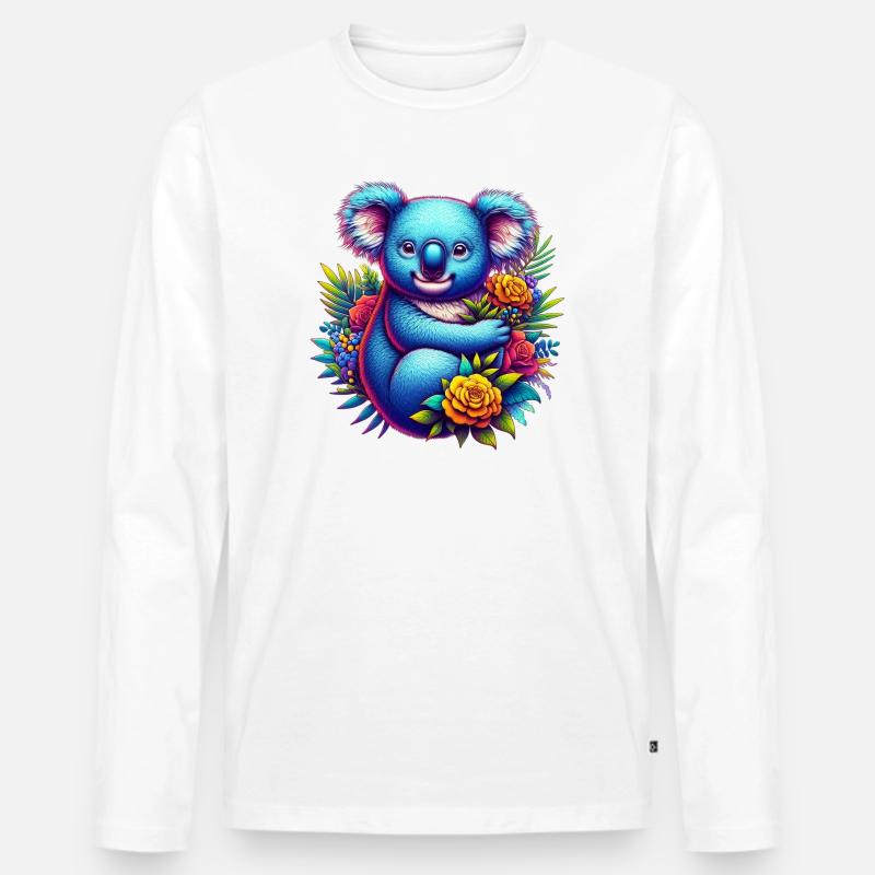 Koala - Männer Premium Bio Langarmshirt - Weiß
