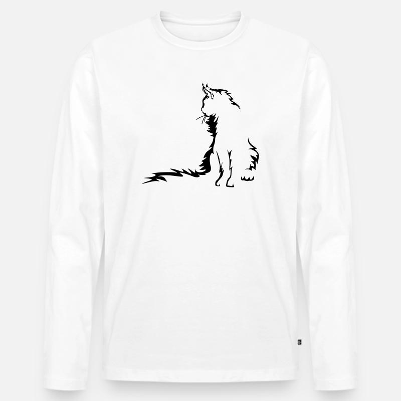 Maine Coon Katze - Männer Premium Bio Langarmshirt - Weiß