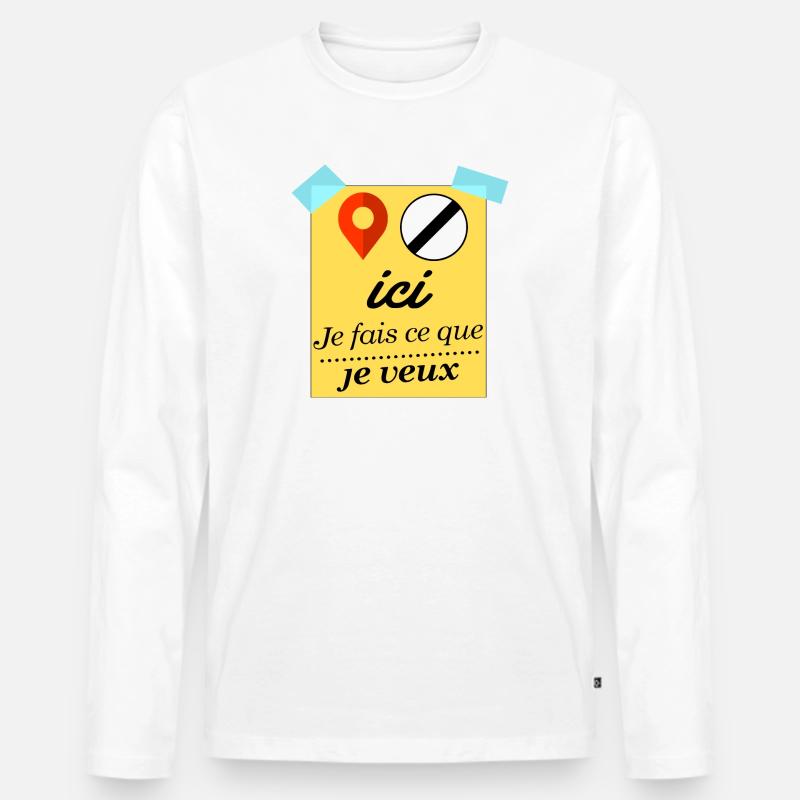 Hier mache ich, was ich will - Männer Premium Bio Langarmshirt - Weiß