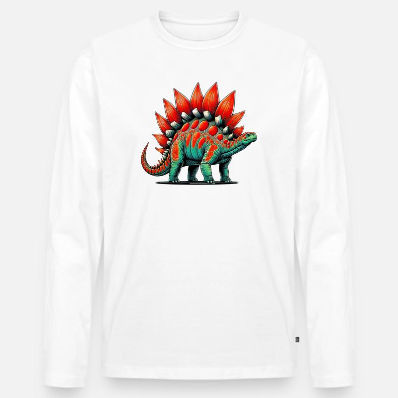Dinosaurier - Männer Premium Bio Langarmshirt - Weiß