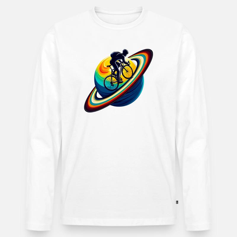 Radfahrer auf dem Saturn - Männer Premium Bio Langarmshirt - Weiß