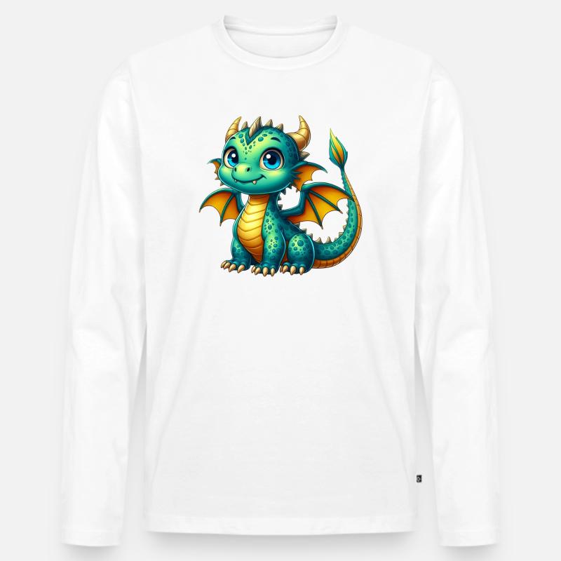 Drache - Männer Premium Bio Langarmshirt - Weiß
