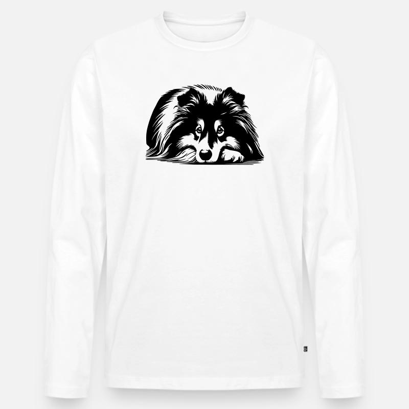 Sheltie - Männer Premium Bio Langarmshirt - Weiß