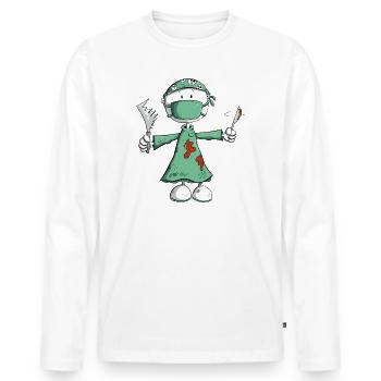 Arzt Chirurg Strichmännchen Berufe Cartoon - Männer Premium Bio Langarmshirt - Weiß - Vorne - Nico (187cm)