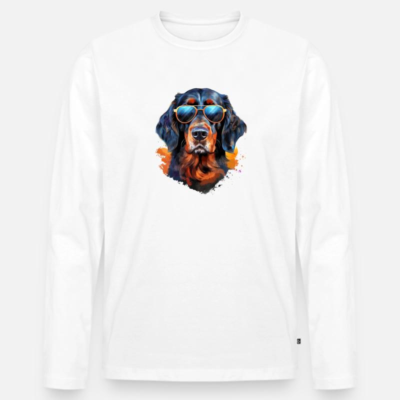 Gordon Setter mit Sonnenbrille - Männer Premium Bio Langarmshirt - Weiß