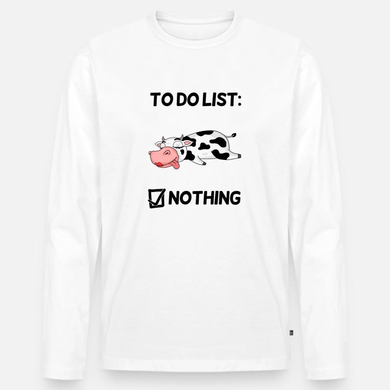Lustiger Spruch Kuh Motiv - Männer Premium Bio Langarmshirt - Weiß