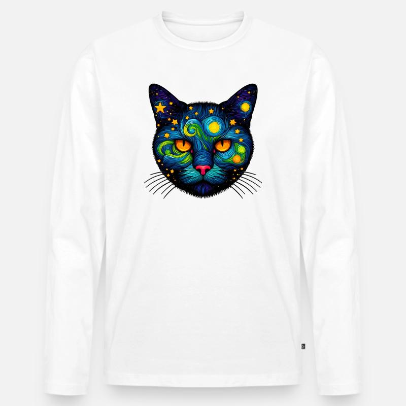 Katze - Männer Premium Bio Langarmshirt - Weiß